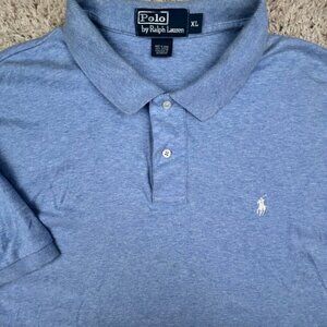 Polo Ralph Lauren Cotton Short Sleeve Polo Shirt  w Pony Adult Size XL Blue Men